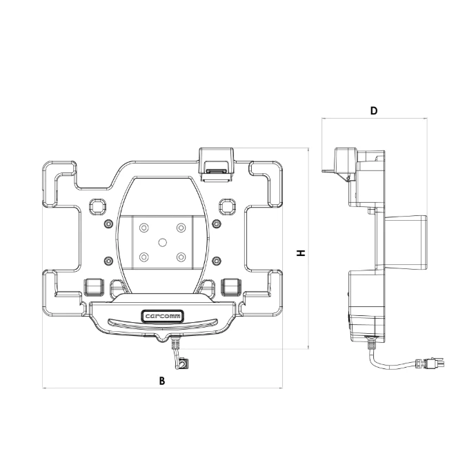 Bluebird RT080 Cradle Dimensions