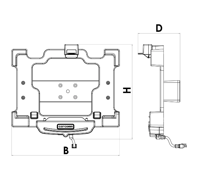 Zebra ET50/ET51/ET55/ET56 cradle dimensions