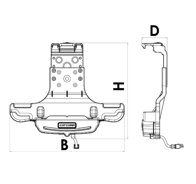 Urovo P8100/P8100P cradle dimensions